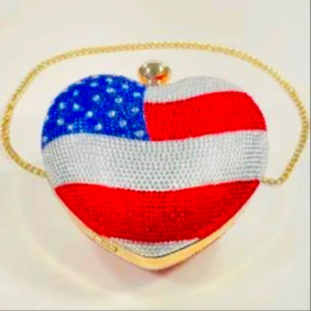 Red, White, and Blue Clutch with Gold Interior